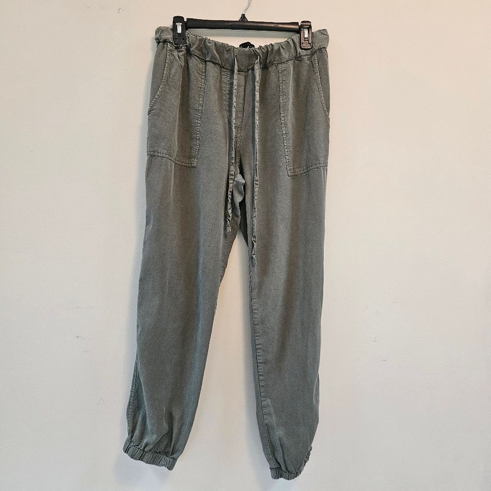Sanctuary Harem Jogger Pants Women Sz L Olive Green Drawstring 100% Lyocell